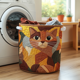 くつろぐ猫 キルティングランドリーバスケット
