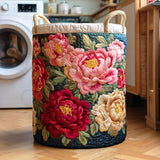 紅の花びらの輝き キルティングランドリーバスケット